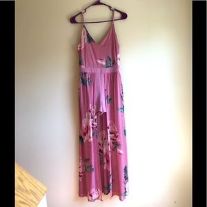 Pink floral romper